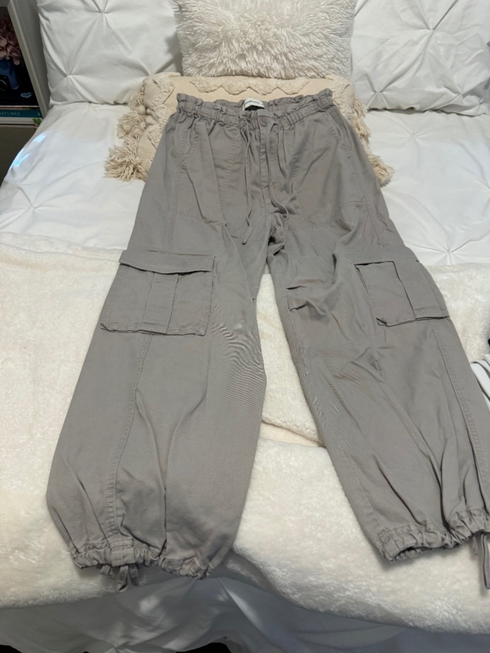 Abercrombie & Fitch Paperbag Utility Cargo Pants Light Grey/Mushroom/Taupe
